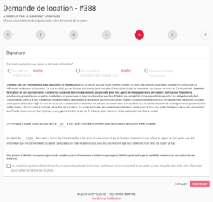 Demande de location en ligne